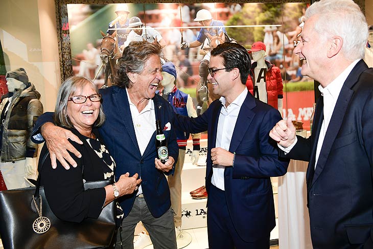Gachi Ferrari (Gründerin La Martina), Lando Simonetti (Gründer LaMartina), Gregor Tretter, Thomas Tretter "20 Years Together" THOMAS-Schuhe x La Martina -Event im Thomas-Flagshipstore in München am 13.10.202 / Foto: BrauerPhotos / Sabine Brauer für THOMAS-Schuhe